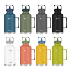 24 Hours Cold Custom Logo Print 304 Stainless Steel Classic Easy Pour Vacuum Insulated Beer Growler 64 OZ with Handle