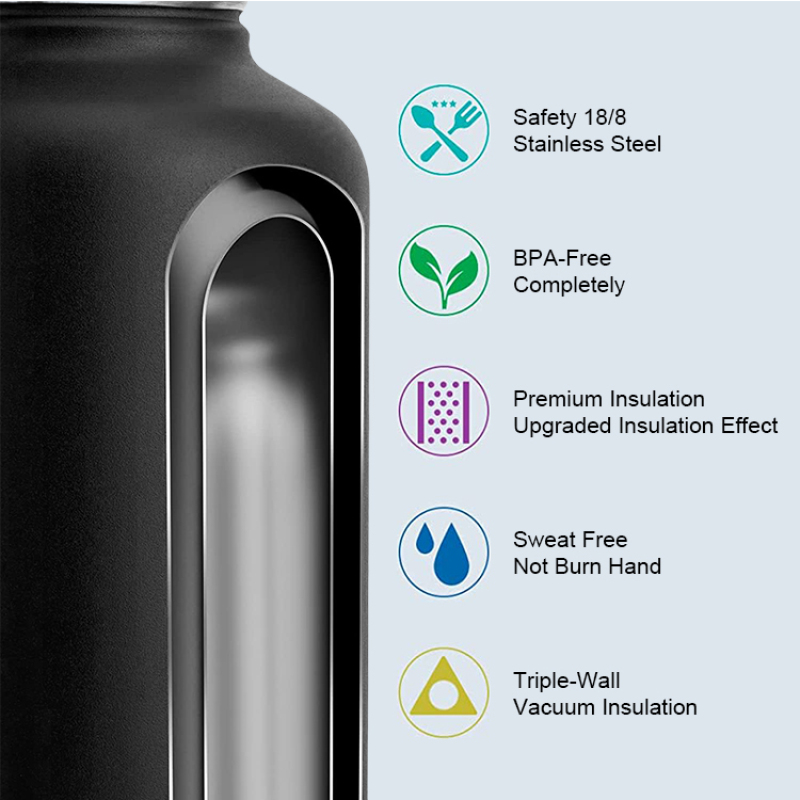 24 Hours Cold Custom Logo Print 304 Stainless Steel Classic Easy Pour Vacuum Insulated Beer Growler 64 OZ with Handle