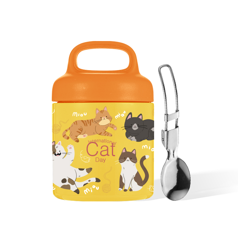 350ml/ 11 oz 304ss Fancy Kids Vacuum Insulated Lunch Toddlers Soup Thermos Foods Jar With Handle Spoon Wide Mouth