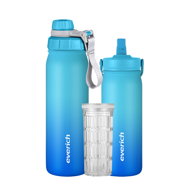 OEM ODM New Design 18oz 25oz Wide Mouth Double Wall 304 Insulated Stainless Steel Water Bottles with Straw Lid and Tea Infuser