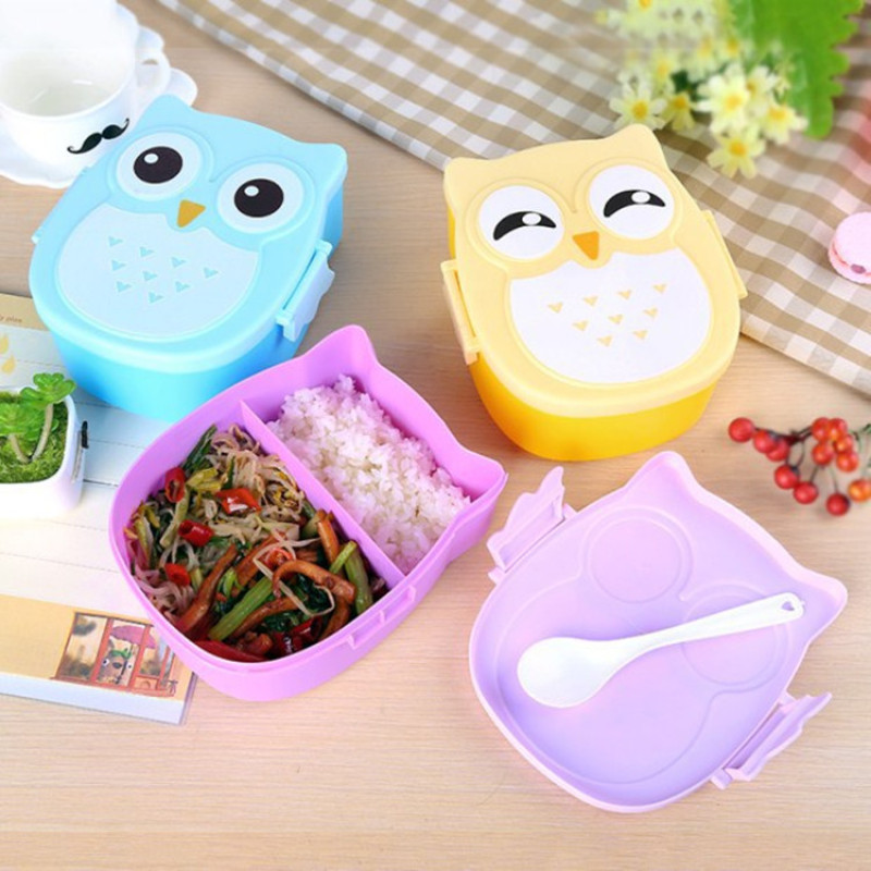Dinner Spoon Fork Sets Food Grade PP  Western Design Unique Animal Owl Dinnerware Cake Storage Cute Bento Lunch Boxes for Kids