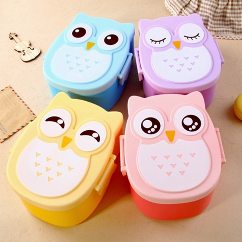 Dinner Spoon Fork Sets Food Grade PP  Western Design Unique Animal Owl Dinnerware Cake Storage Cute Bento Lunch Boxes for Kids
