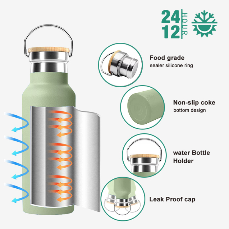 Outdoor Portable Double Wall 304 Stainless Steel Vaccumm Flasks Insulated Thermos Small Water Bottles with Lid