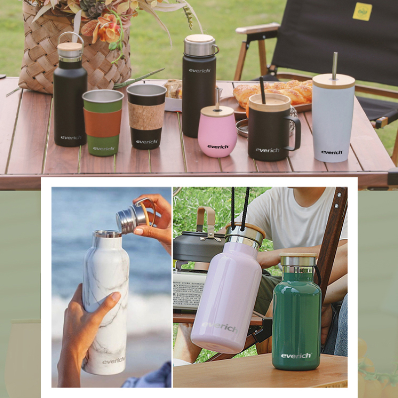 Outdoor Portable Double Wall 304 Stainless Steel Vaccumm Flasks Insulated Thermos Small Water Bottles with Lid