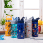 BPA  Free 12oz School Cute Pattern Stainless Steel Kids Water Bottle with Straw Lid Drinking Water Bottle for Children Kids