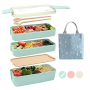 3-In-1 Compartment Leak-proof Bento Lunch Box  Meal Prep Containers with Utensils Bento Box Japanese Lunch Box Kit