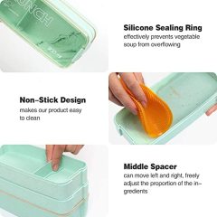 3-In-1 Compartment Leak-proof Bento Lunch Box Meal Prep Containers with Utensils Bento Box Japanese Lunch Box Kit