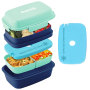 New Design Innovative Outdoor School Food Storage Container Plastic PP Double Layers Bento Lunch Box Set with Handle for Kids