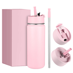 Sports Water Bottle 18oz Vacuum Insulated Stainless Steel Thermo Mug Metal Canteen with Two Lids Sports Water Bottle 18oz Vacuum Insulated Stainless Steel Thermo Mug Metal Canteen with Two Lids