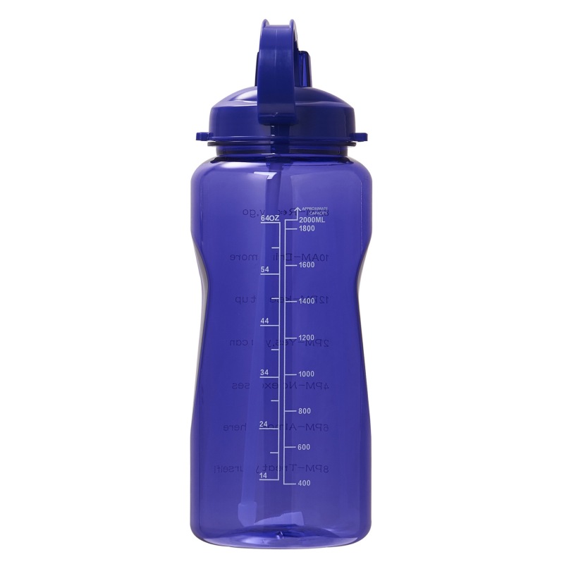 2021 new design everich a gallon 2L/64oz  plastic good quality customization Big straw water bottle  with handle time marker