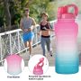 2021 new design everich a gallon 2L/64oz  plastic good quality customization Big straw water bottle  with handle time marker