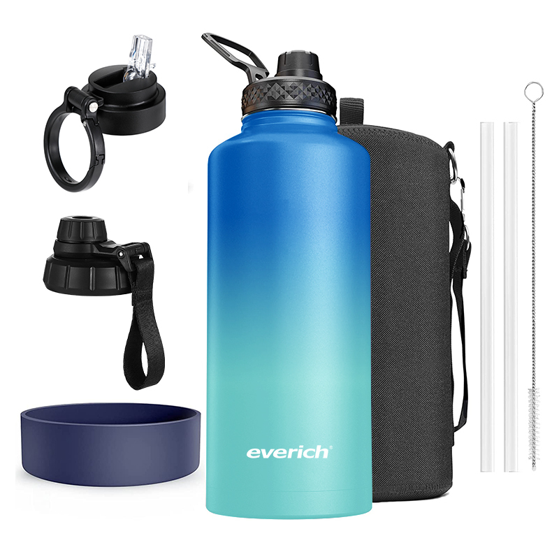 Fitness Travel Outdoor Big Capacity 84oz Water Bottle Double Wall 304 Stainless Steel Water bottles with Sports Handle Lid