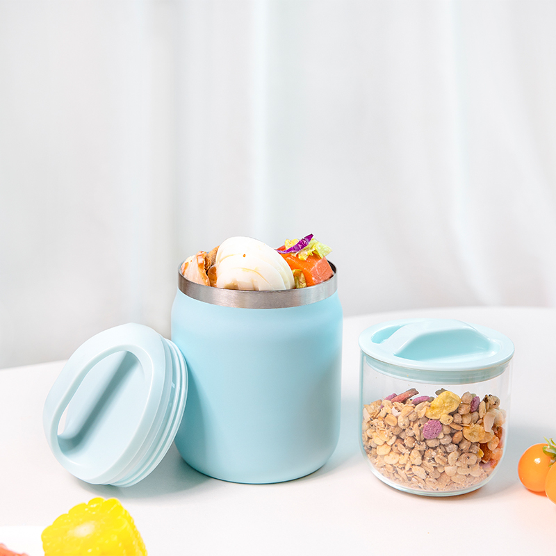 2 in 1 Vacuum Lunch Box Design Leak Proof Triple Layer Thermal Insulated 304 Stainless Steel New Vacuum Food Container With Lids