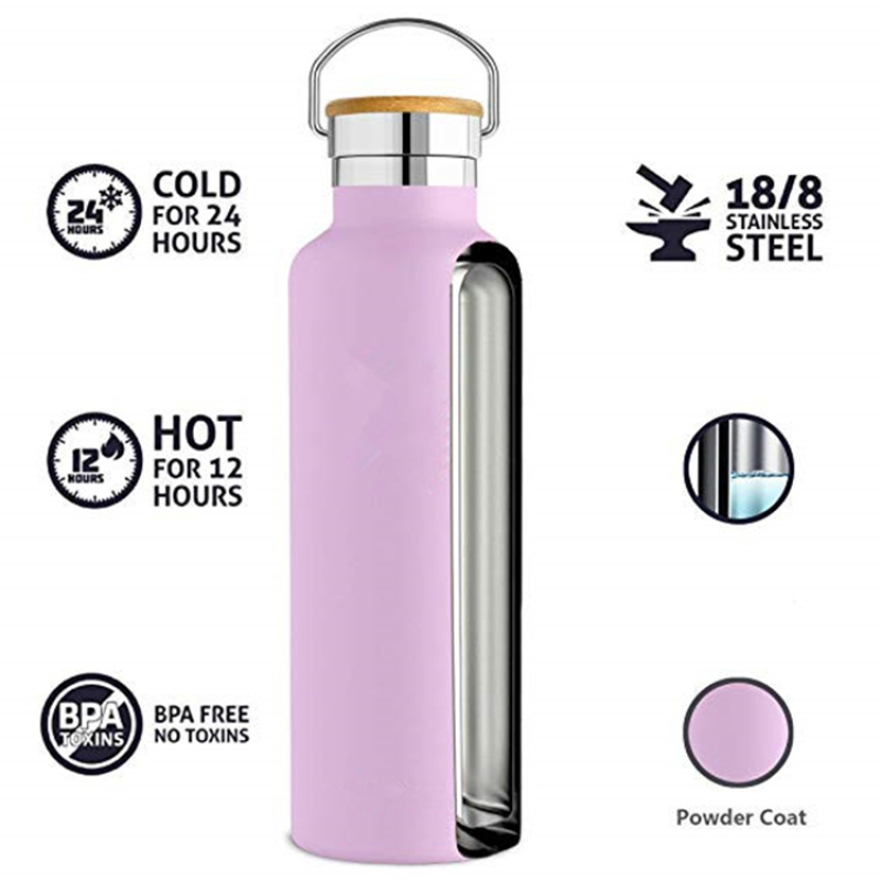 Custom logo gradient double wall stainless steel water bottle insulated with straw lid cleaning brush carry bag