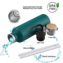 Custom logo gradient double wall stainless steel water bottle insulated with straw lid cleaning brush carry bag