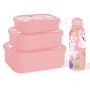 Outdoor School Takeaway Food Container Sets of Non Toxic Silicone Bento Lunch Box with Stainless Steel Water Bottle for Kids