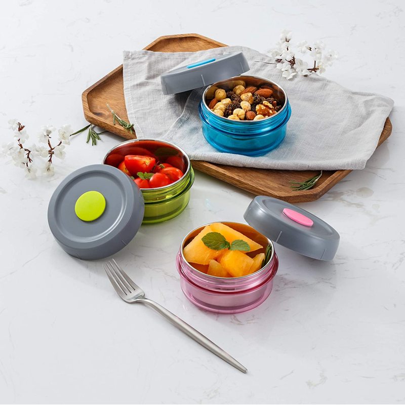 3 Extra Silicone Seals Thermal Stainless Steel Food Container Tiffin Box Kids Lunch Keep Warm with Bag