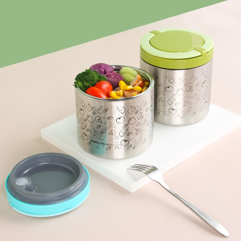 3 Extra Silicone Seals Thermal Stainless Steel Food Container Tiffin Box Kids Lunch Keep Warm with Bag