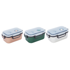 Portable Pure Color Rectangle Food Grade PP Storage Box Container with Silicone Valve Double Layer Plastic Leakproof Lunch Box