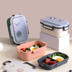 Portable Pure Color Rectangle Food Grade PP Storage Box Container with Silicone Valve Double Layer Plastic Leakproof Lunch Box Portable Pure Color Rectangle Food Grade PP Storage Box Container with Silicone Valve Double Layer Plastic Leakproof Lunch Box