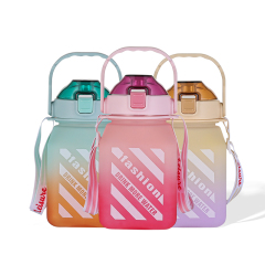 Outdoor OEM Customization Colorful Printing Square Shaped 1500ml Plastic Tritan SK PETG Sport Water Bottles with Handle