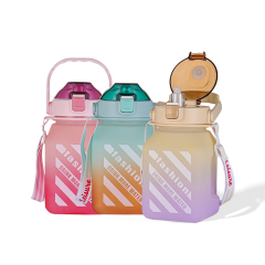 Outdoor OEM Customization Colorful Printing Square Shaped 1500ml Plastic Tritan SK PETG Sport Water Bottles with Handle