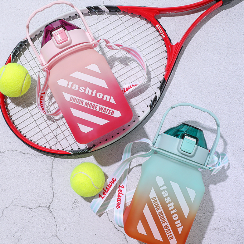 Outdoor OEM Customization Colorful Printing Square Shaped 1500ml Plastic Tritan SK PETG Sport Water Bottles with Handle