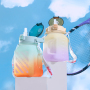 Outdoor OEM Customization Colorful Printing Square Shaped 1500ml Plastic Tritan SK PETG Sport Water Bottles with Handle
