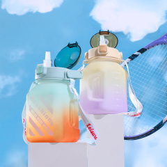 Outdoor OEM Customization Colorful Printing Square Shaped 1500ml Plastic Tritan SK PETG Sport Water Bottles with Handle