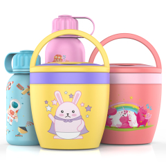 Portable Outdoor Cute Carton Pattern 550ml Colorful Food Lunch Box Containers PP Plastic Food Storage Jars with Fork and Spoon Portable Outdoor Cute Carton Pattern 550ml Colorful Food Lunch Box Containers PP Plastic Food Storage Jars with Fork and Spoon