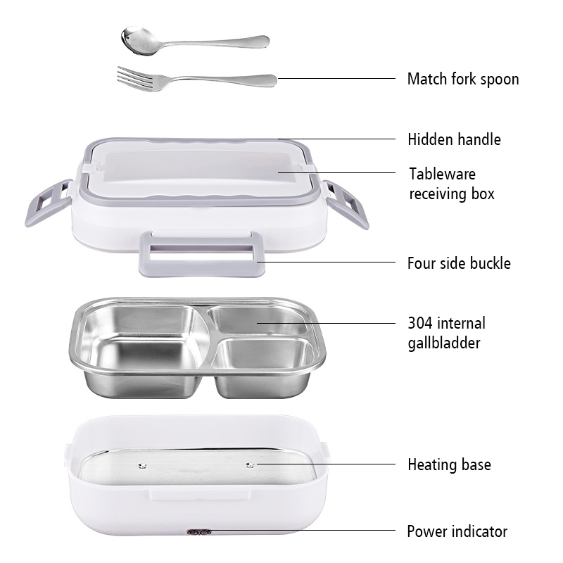 2 IN 1 304 stainless steel DC12V Car heated Electric lunch Box for car and home