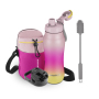 Water Bottle with New Wide Handle Lid Wide Mouth Vacuum Insulated 18/8 Stainless Steel 32 oz Gradient Color Vacuum Bottle