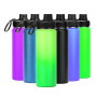Camping travel wide mouth stainless steel vacuum flasks water bottles with sports handle spout lid