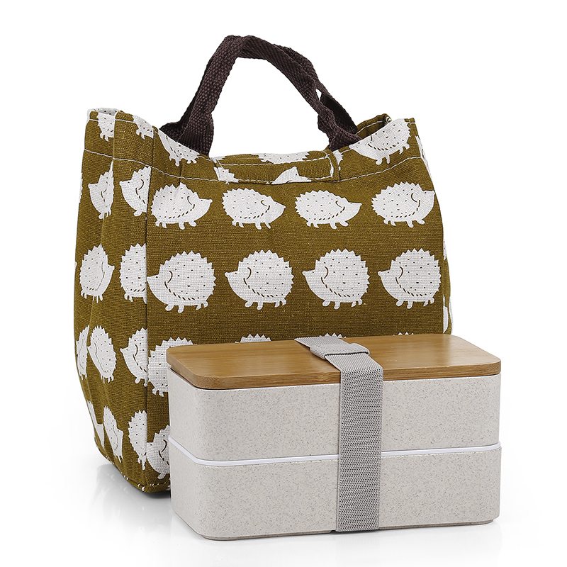 Microwavable Office School  2 Layer Bamboo Lid Lunch Box Leakproof Food Container Japan Lunch Box With Fork Spoon and lunch bag
