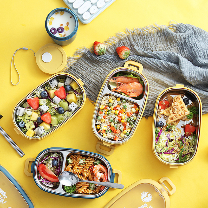 800ml /1500ml two/ three layers stainless steel lunch box set soup bottle for kid Bento Box Lunch with insulation bags