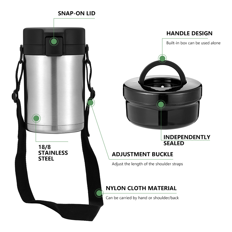 ODM New Mould 304 Stainless Steel Round Insulated Stackable Thermo food Container Bento Lunch Box