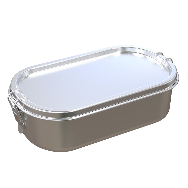 Portable Creative Custom Logo Print Divided Two Compartments Single Wall 304 Stainless Steel Bento Lunch Box for Kids Adults