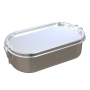 Portable Creative Custom Logo Print Divided Two Compartments Single Wall 304 Stainless Steel Bento Lunch Box for Kids Adults