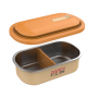 Portable Creative Custom Logo Print Divided Two Compartments Single Wall 304 Stainless Steel Bento Lunch Box for Kids Adults