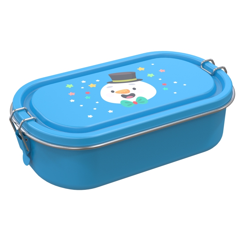 Portable Creative Custom Logo Print Divided Two Compartments Single Wall 304 Stainless Steel Bento Lunch Box for Kids Adults