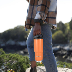 30oz Double Wall Vacuum Insulated Sublimation Beer Cup Stainless Steel Water Tumblers with Handle Straw Leakproof Flip on-the-go