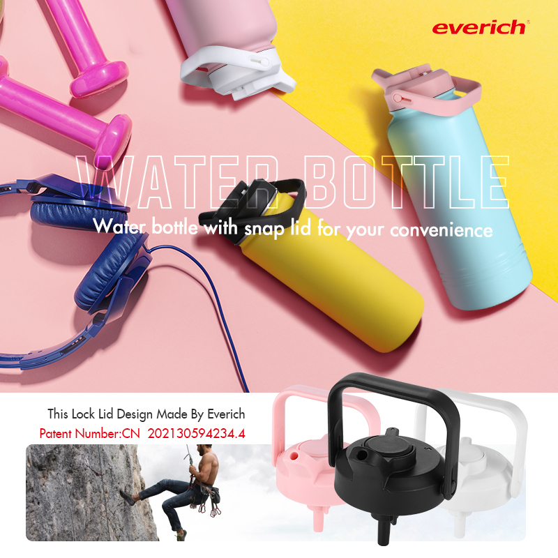 Portable Outdoor Fitness Large Capacity Pink Yellow Double Wall Stainless Steel Insulated Drinking Sport Water Bottle with Lid