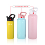 Portable Outdoor Fitness Large Capacity Pink Yellow Double Wall Stainless Steel Insulated Drinking Sport Water Bottle with Lid