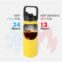 Portable Outdoor Fitness Large Capacity Pink Yellow Double Wall Stainless Steel Insulated Drinking Sport Water Bottle with Lid