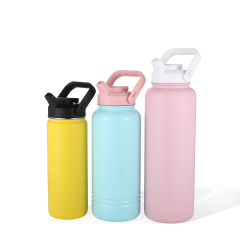Portable Outdoor Fitness Large Capacity Pink Yellow Double Wall Stainless Steel Insulated Drinking Sport Water Bottle with Lid Portable Outdoor Fitness Large Capacity Pink Yellow Double Wall Stainless Steel Insulated Drinking Sport Water Bottle with Lid