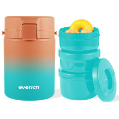 Custom color multi layers large capacity plastic portable durable lunch box with shoulder strap