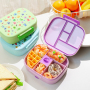 OEM Printing Square Tiffin BPA Free 900 ml Plastic Bento Lunch Box Set and 12 oz Stainless Steel 304 Water Bottle Set