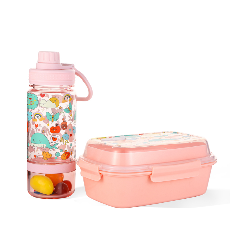 2023 New Children bento box water bottle set for kids school children food grade BPA free lunchbox