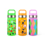 Back to School 12oz 350ml Custom Logo Cartoon Print Kids Insulated Stainless Steel Water Bottles With Straw Lid and Storage Box