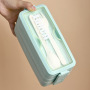 3-In-1 Wheat Straw Bento Lunch Box 2/3 layers foods Containers with Detachable Buckle